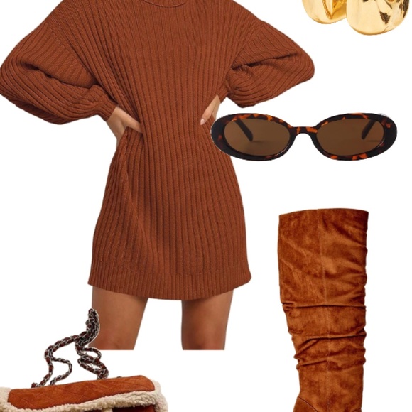 Brown Sweater Dress NWOT - Picture 2 of 7